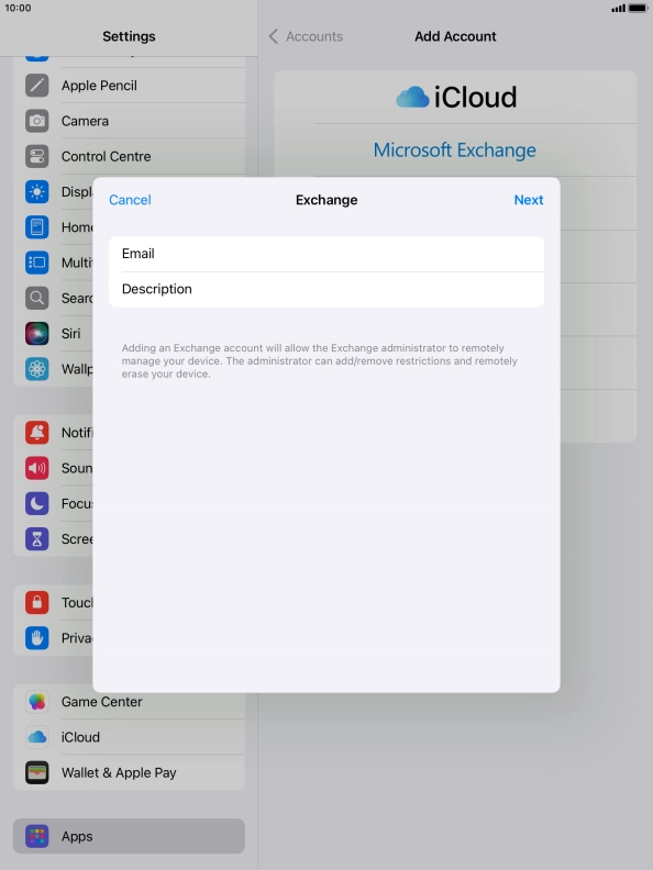 Press Description and key in the required name.