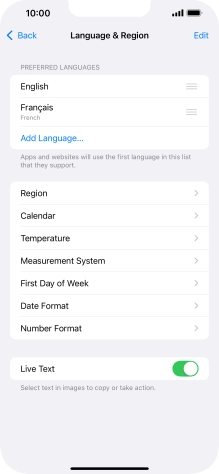 To subsequently select another language as the default language, press the move icon next to the required language and drag it to the top of the list.
