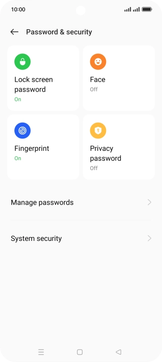 Press Fingerprint and key in the additional phone lock code you created earlier.