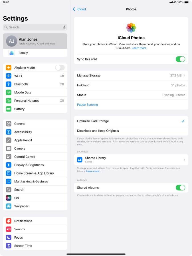Press the indicator next to 