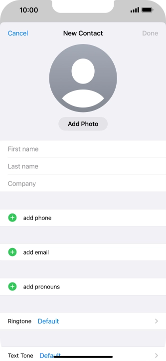 Press First name and key in the first name.