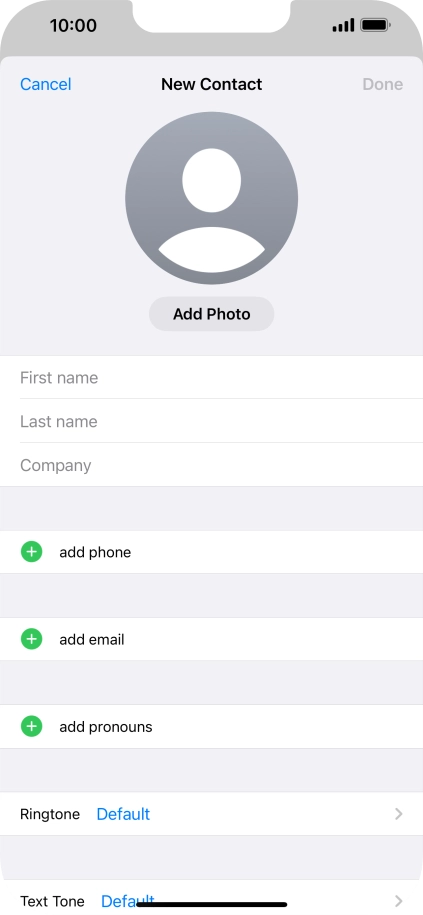 Press First name and key in the first name.