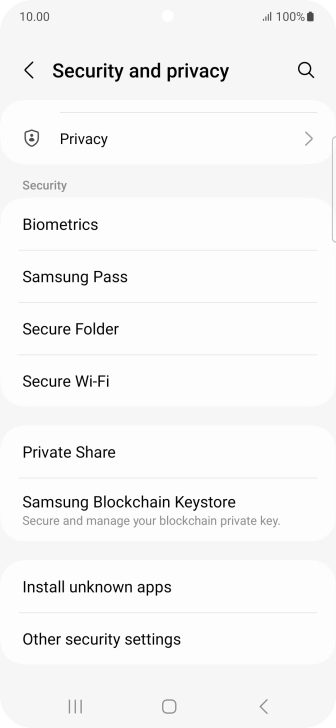 Press Other security settings. Press Other security settings.