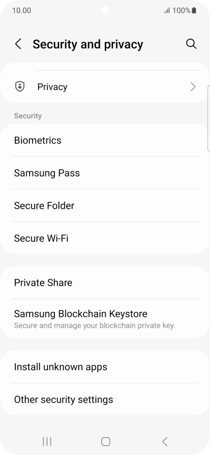 Press Other security settings. Press Other security settings.