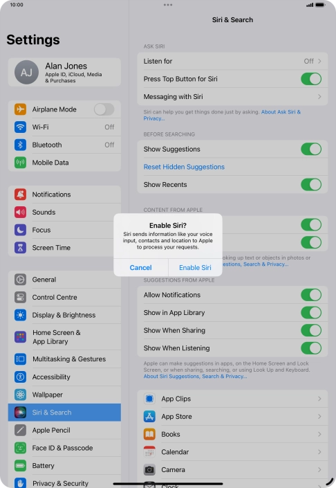 Press Enable Siri. Press Enable Siri.
