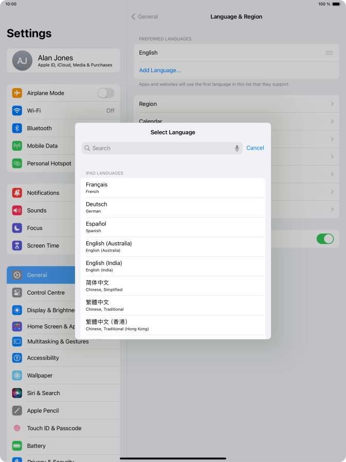 Press the required language. Press the required language.