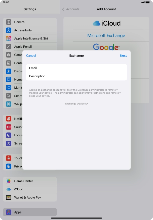 Press Description and key in the required name.