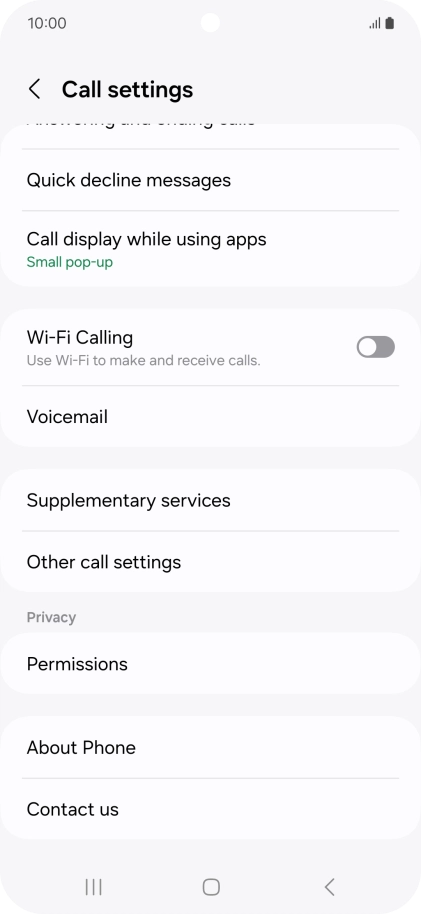 Press Supplementary services. Press Supplementary services.