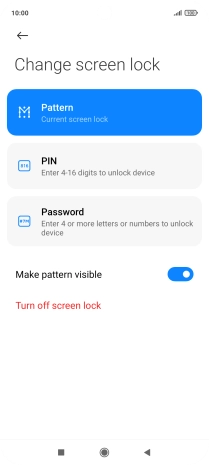 Key in the current phone lock code and press Turn off screen lock.