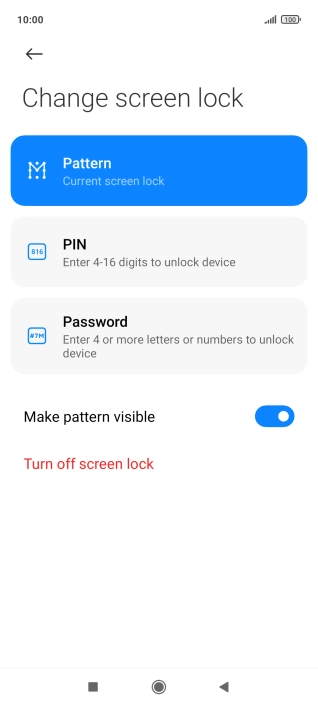 Key in the current phone lock code and press Turn off screen lock.