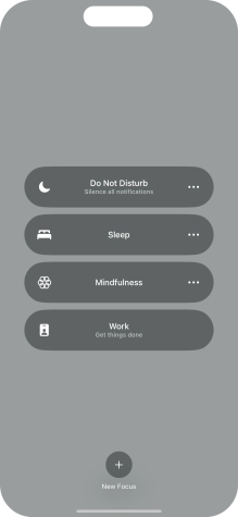 Press the required focus mode to activate or deactivate it immediately.