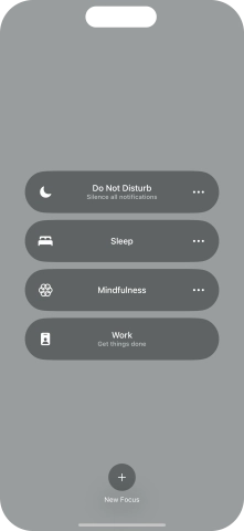 Press the required focus mode to activate or deactivate it immediately.