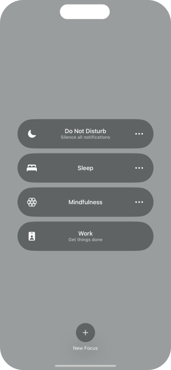 Press the required focus mode to activate or deactivate it immediately.