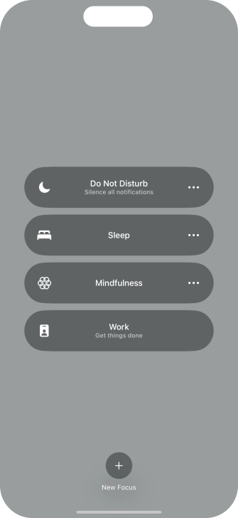 Press the required focus mode to activate or deactivate it immediately.