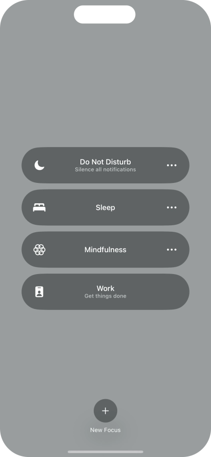 Press the required focus mode to activate or deactivate it immediately.