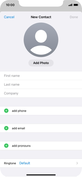 Press First name and key in the first name.