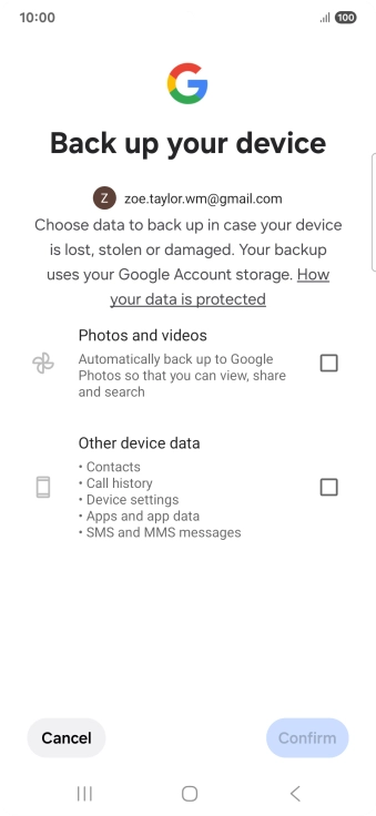 Press the fields next to the required data types to select them.