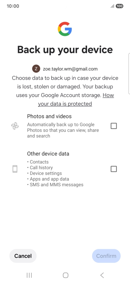Press the fields next to the required data types to select them.