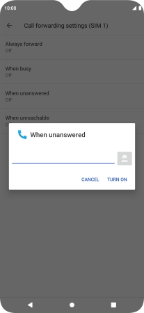 Key in +447836121121 and press TURN ON.