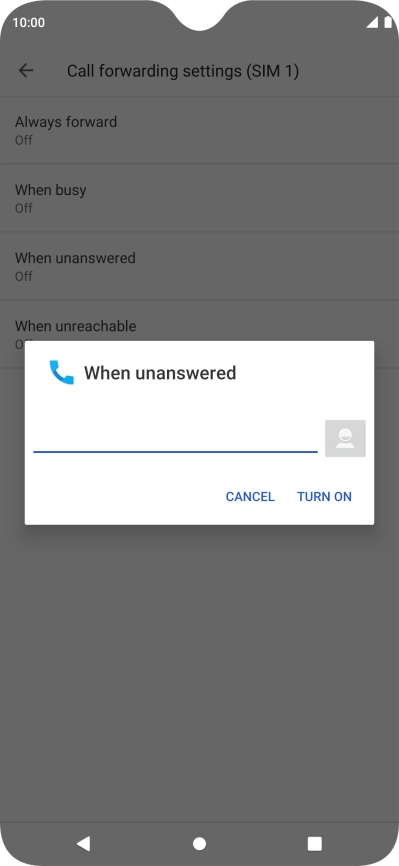 Key in +447836121121 and press TURN ON.