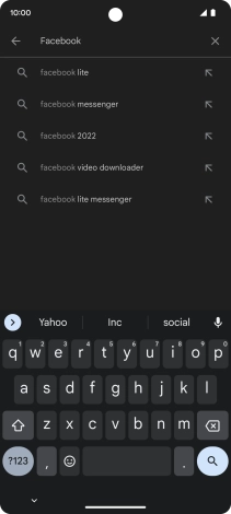 Key in Facebook and press the search icon.