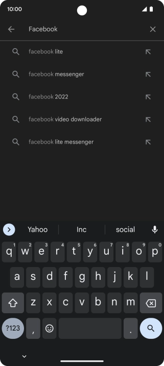 Key in Facebook and press the search icon.
