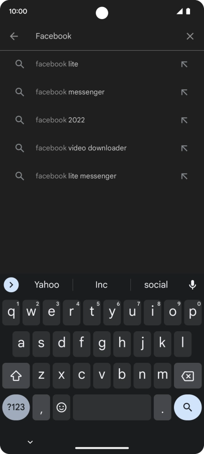 Key in Facebook and press the search icon.
