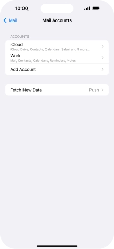 Press the name of the Exchange email account you've just set up.