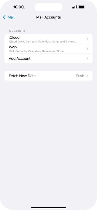 Press the name of the Exchange email account you've just set up.