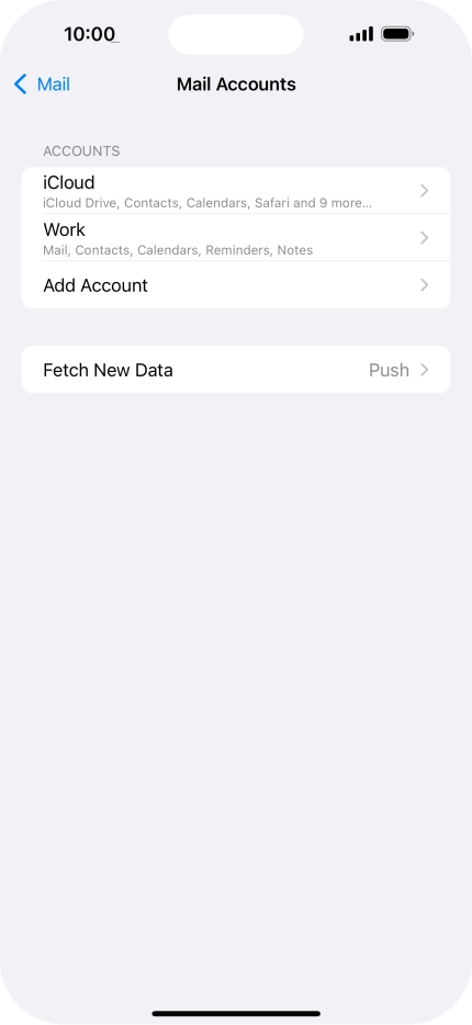 Press the name of the Exchange email account you've just set up.