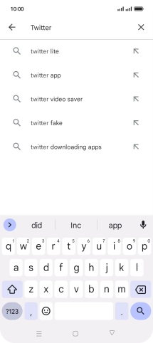 Key in Twitter and press the search icon. Key in Twitter and press the search icon.