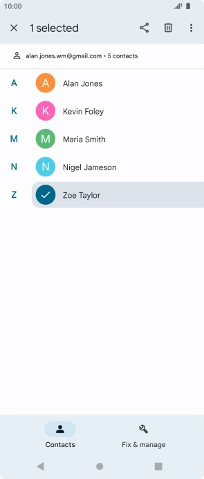 Press the required contact.