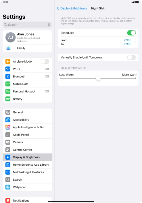 Press the indicator next to 
