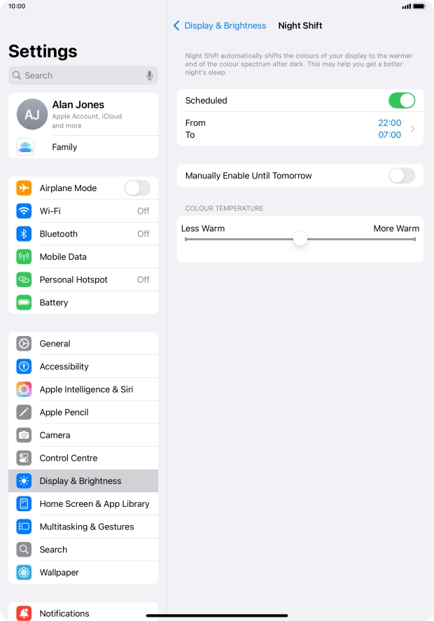 Press the indicator next to 