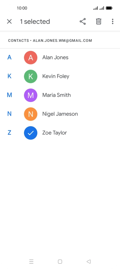 Press the required contact.