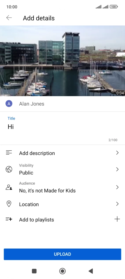 Key in the required text and press UPLOAD.