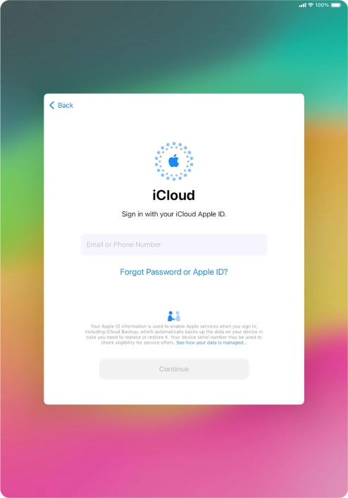 Press Email or Phone Number and key in the username for your Apple ID.
