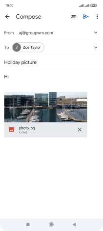 Press the send icon when you've finished your email message.