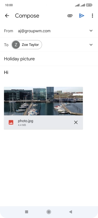 Press the send icon when you've finished your email message.