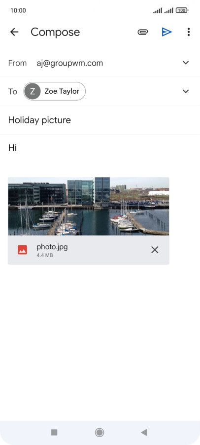 Press the send icon when you've finished your email message.