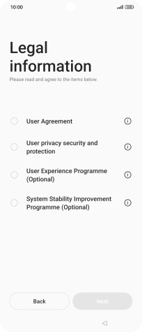 Press the fields next to the required settings to select them. Press the fields next to the required settings to select them.