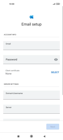 Press Password and key in the password for your email account.