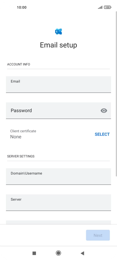 Press Password and key in the password for your email account.