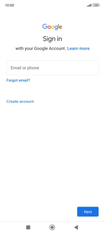 If you don't have a Google account, press Create account and follow the instructions on the screen to create an account.