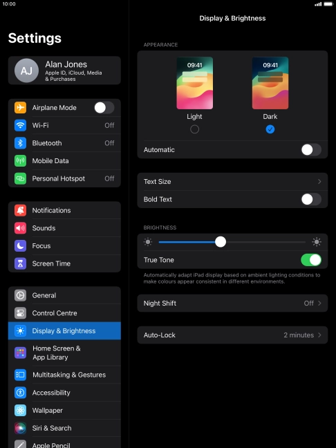 Press the indicator next to 