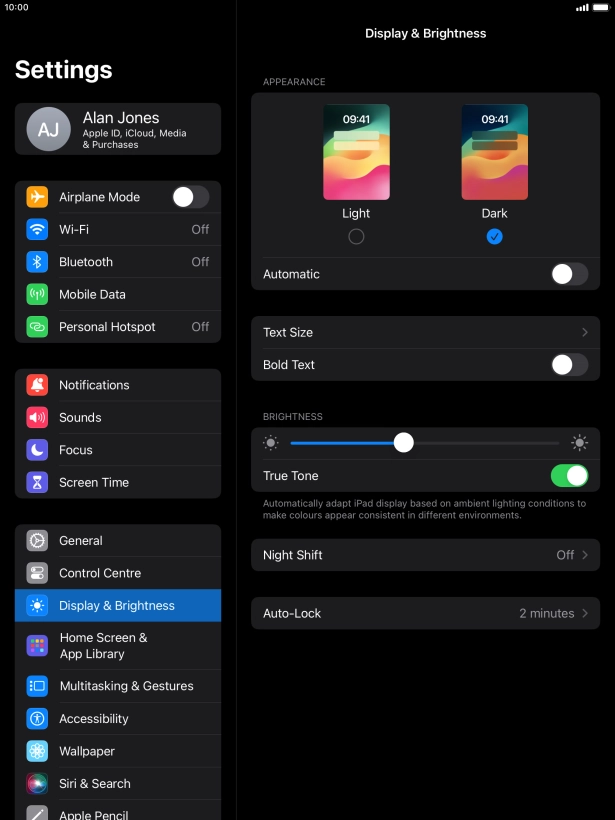 Press the indicator next to 