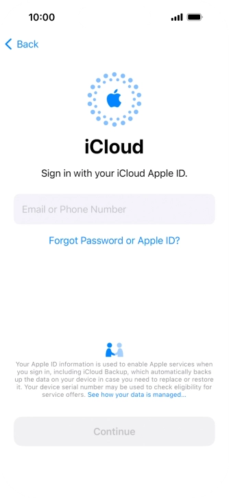 Press Email or Phone Number and key in the username for your Apple ID.