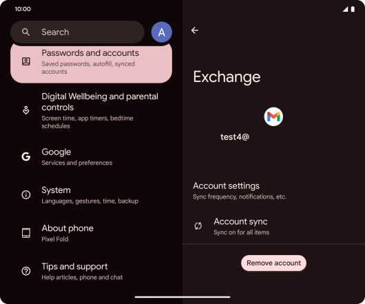Press Remove account.