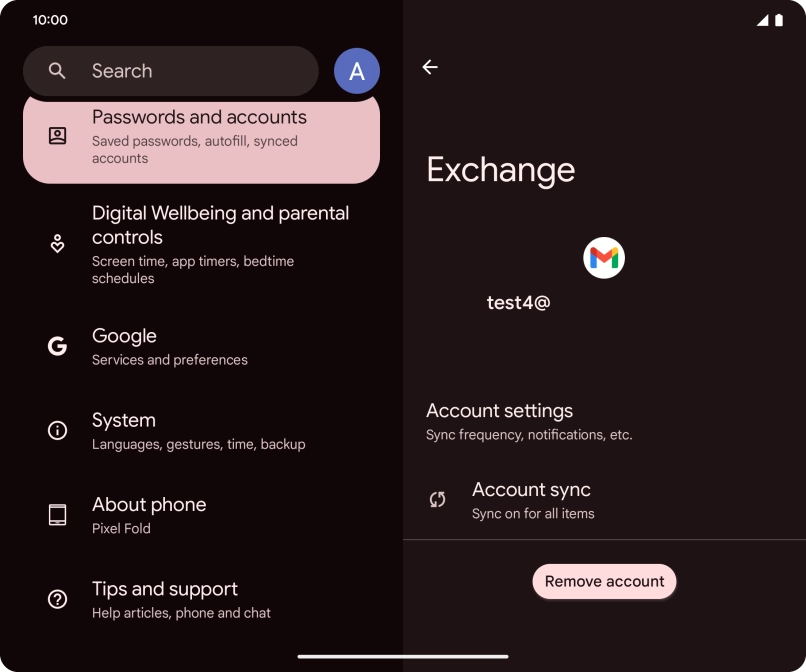 Press Remove account.