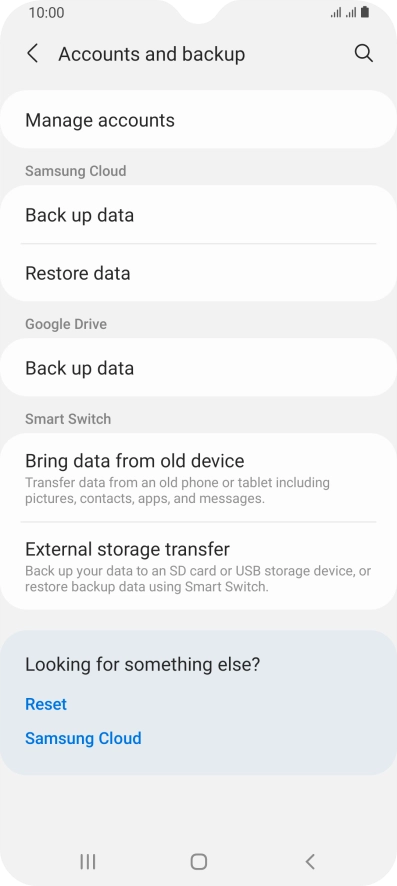 Press Manage accounts.